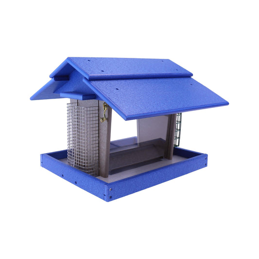 Classic Bird Feeder with Suet Holder and Peanut Feeder, Eco-Friendly Poly Lumber, Post-Mount