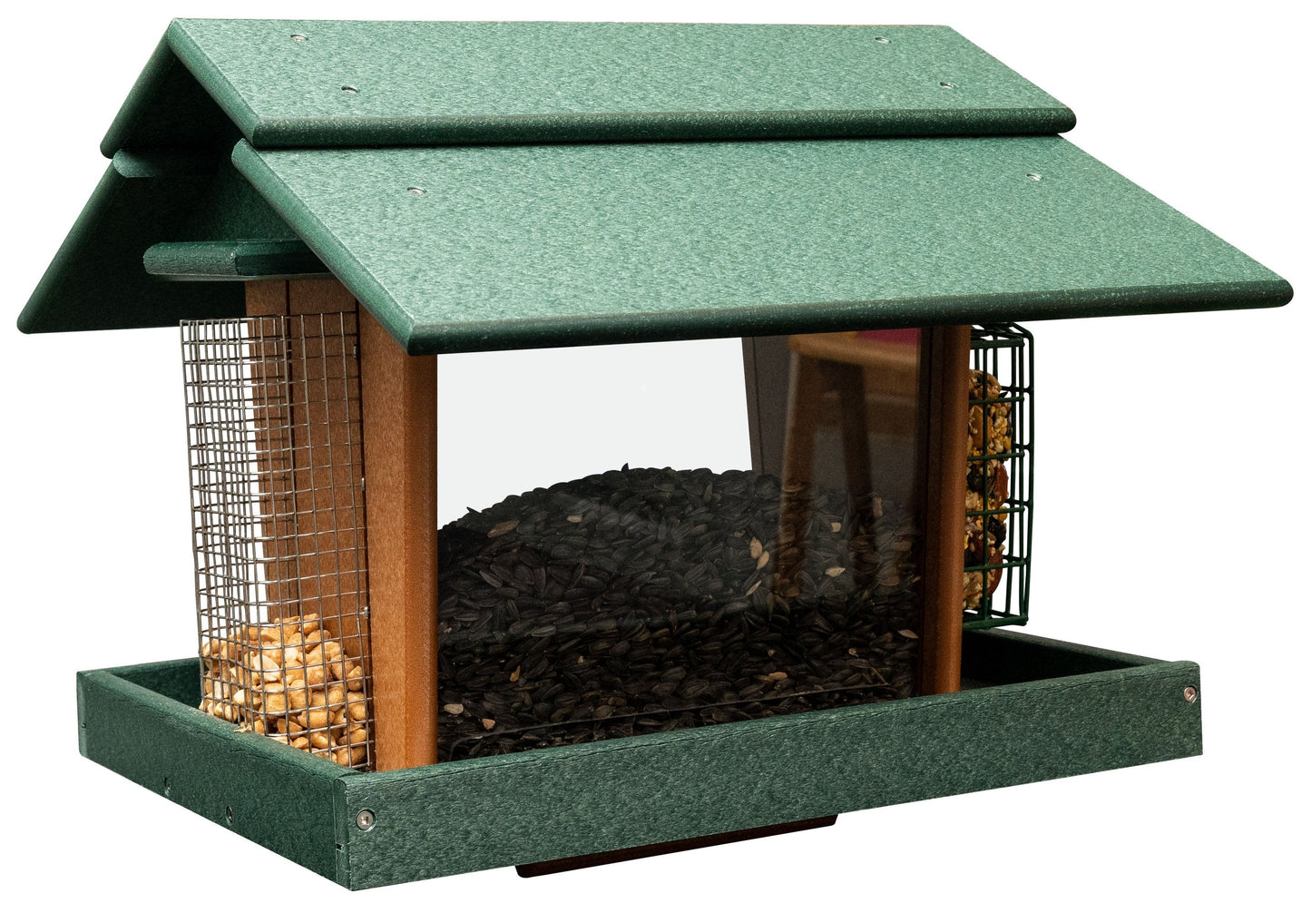 Classic Bird Feeder with Suet Holder and Peanut Feeder, Eco-Friendly Poly Lumber, Post-Mount