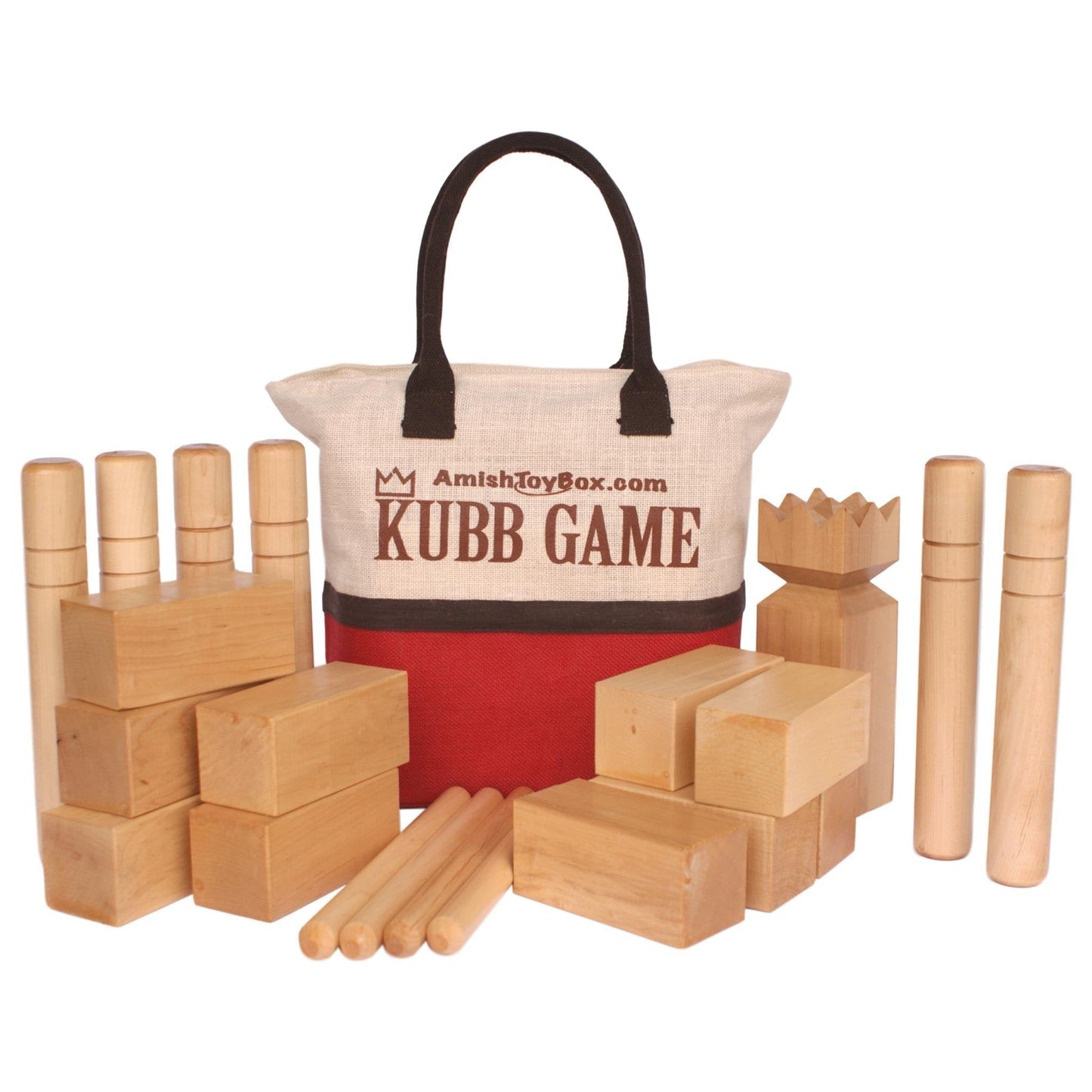 Amish-Made Deluxe Maple Hardwood Kubb Game with Protective Finish