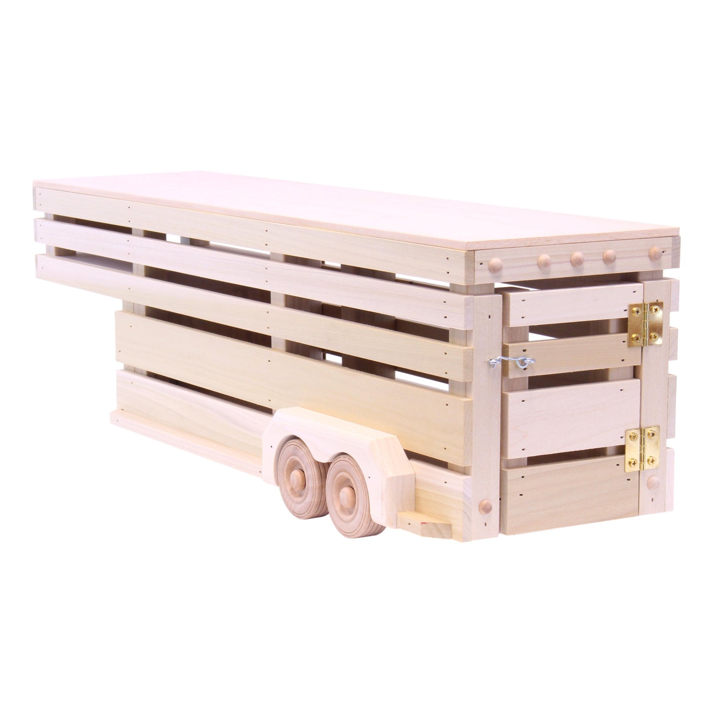 Amish-Made Wooden Gooseneck Livestock Trailer Toy