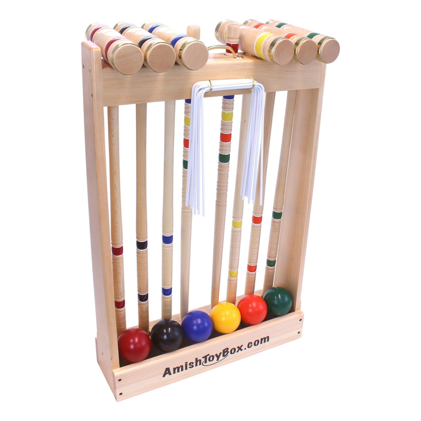 Deluxe Croquet Game Set, 6 Player, Amish-Made, With Wooden Holder