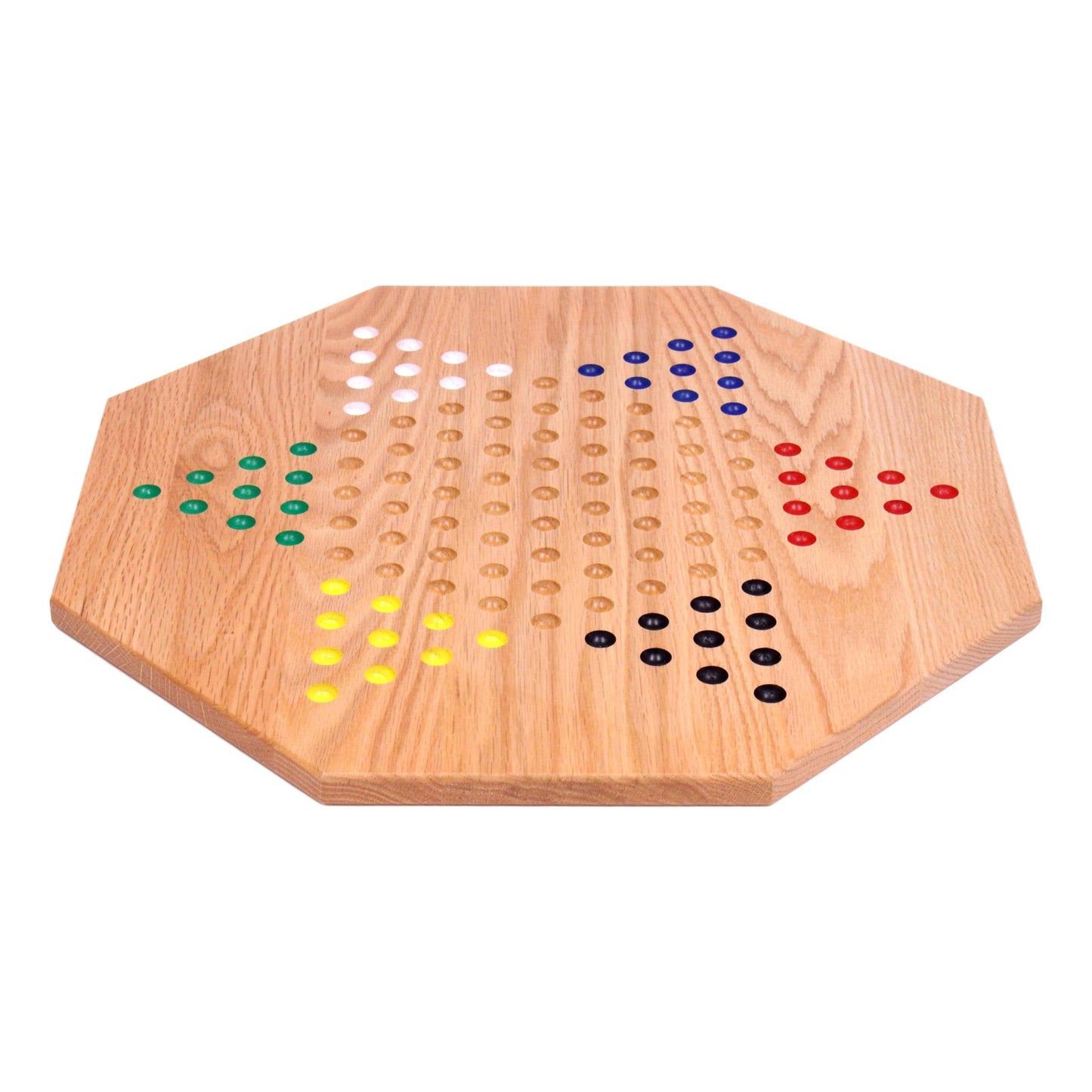 Hand-Painted Oak Wooden Chinese Checkers Board Game, 19" Wide