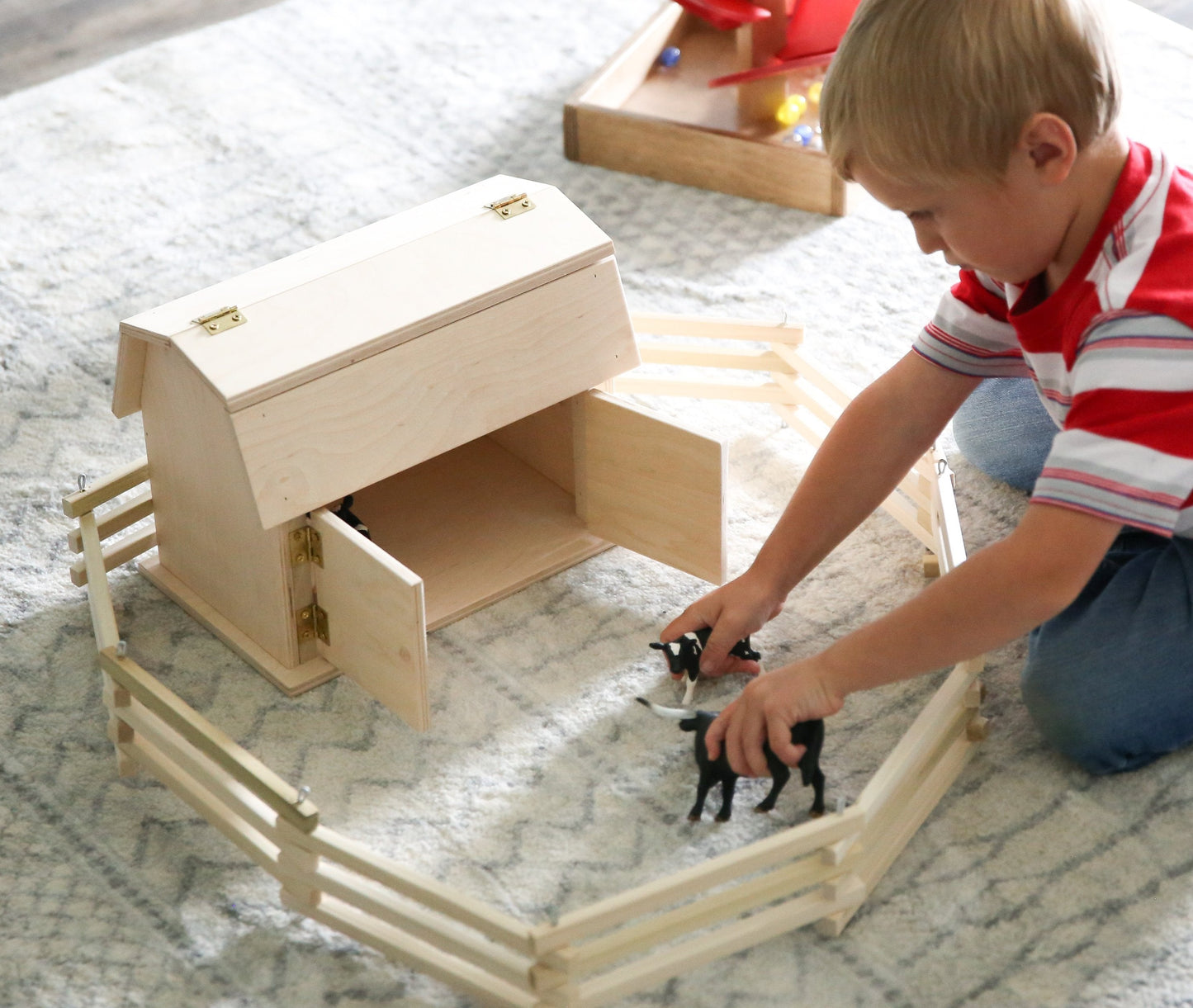 Mini Wooden Barn Toy, Hip Roof Barn Design, Amish-Made