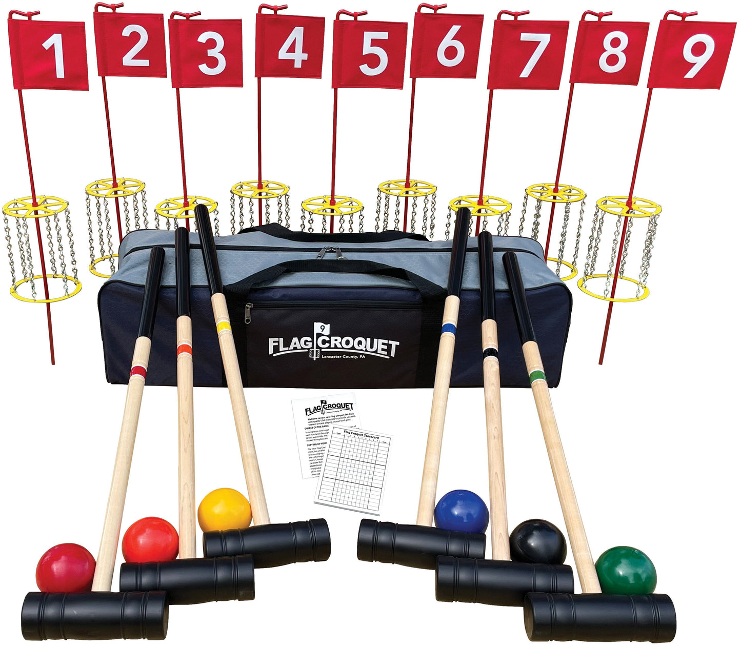 Amish-Made Deluxe Flag Croquet Golf Game Set, With Duffel Carry Bag