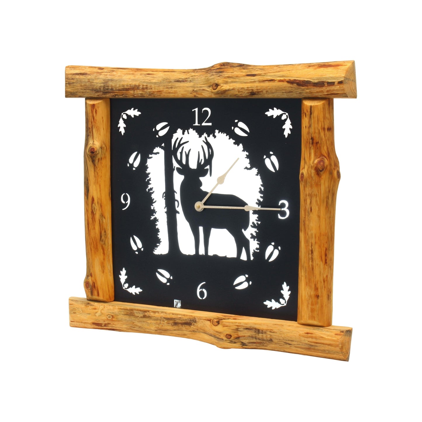 Large Rustic Wall Clock with 16" Analog Display, Background Lights and Wildlife Art