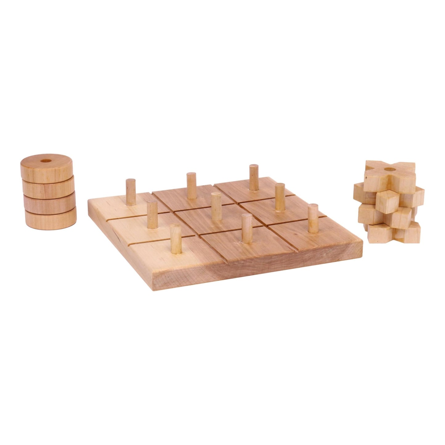 Wooden Tic Tac Toe Game With 8 Wooden X and O Game Pieces, Amish Made