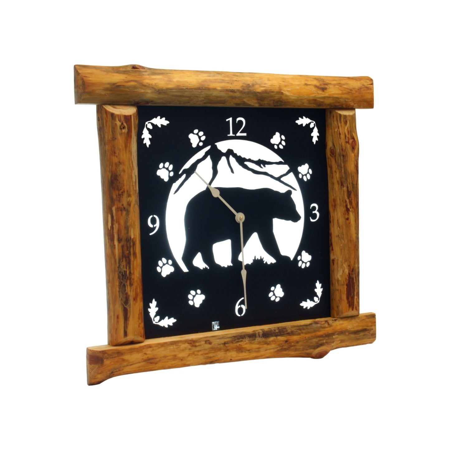 Large Rustic Wall Clock with 16" Analog Display, Background Lights and Wildlife Art