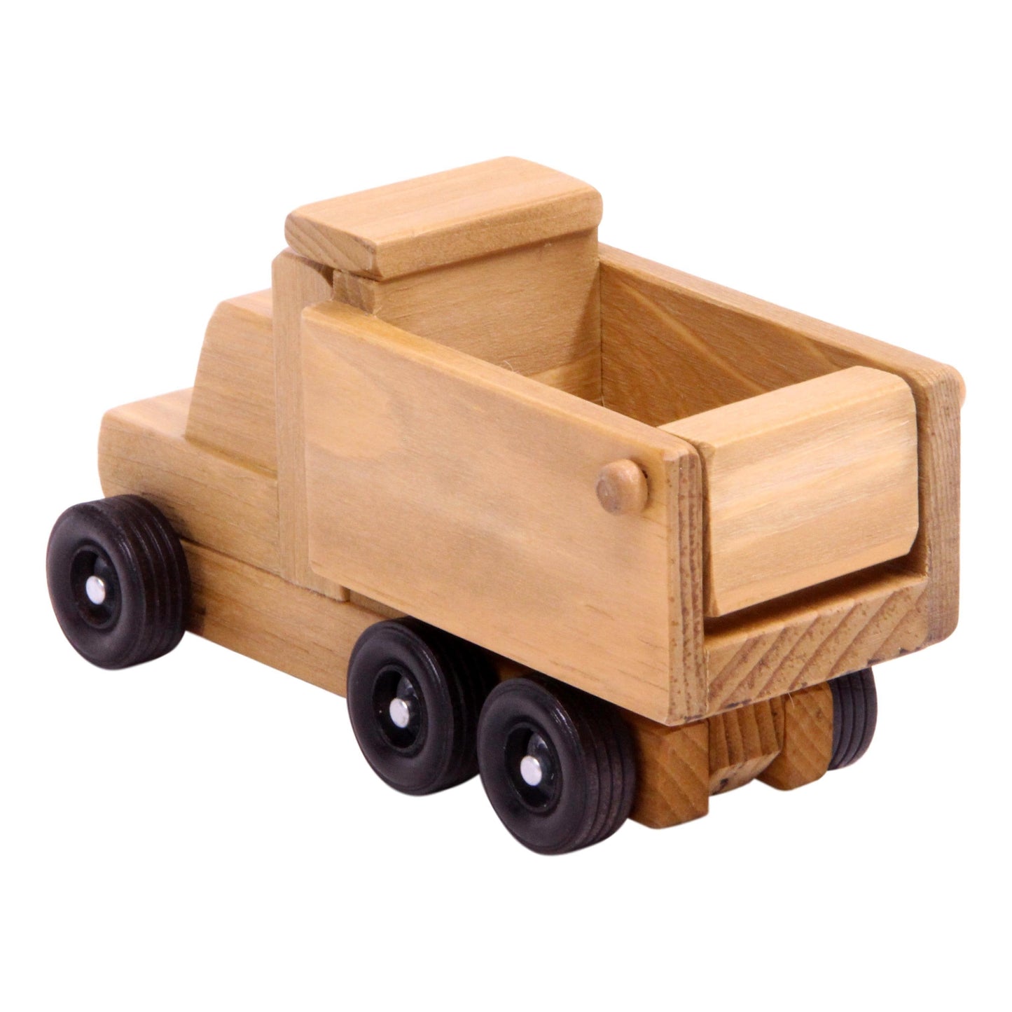 Wooden Dump Truck Toy With Real Rolling Wheels and Dumping Bed