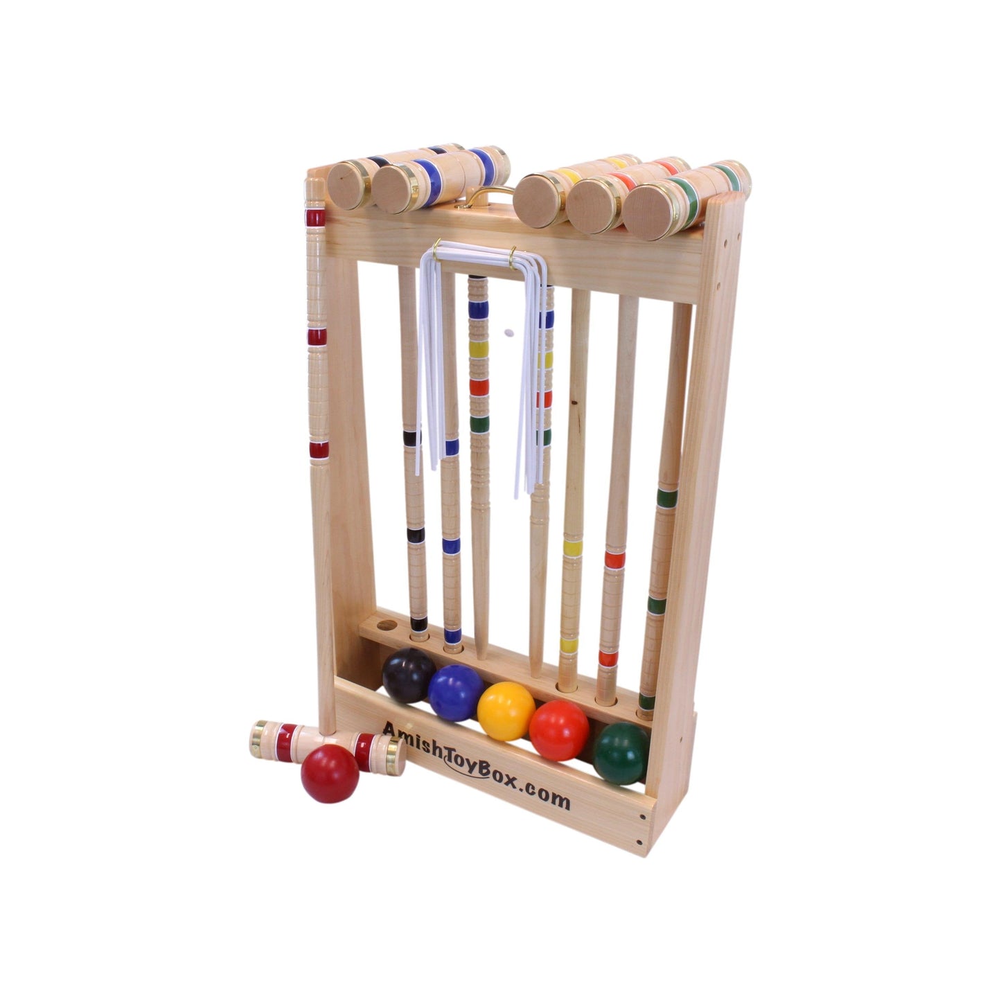 Deluxe Croquet Game Set, 6 Player, Amish-Made, With Wooden Holder