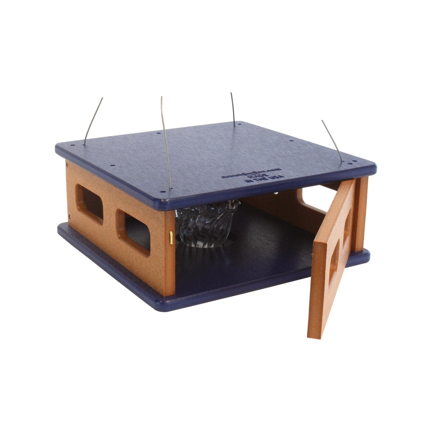 Bluebird Feeder - Hanging Block House Mealworm Feeder for Bluebirds - Amish-Made with Poly Lumber