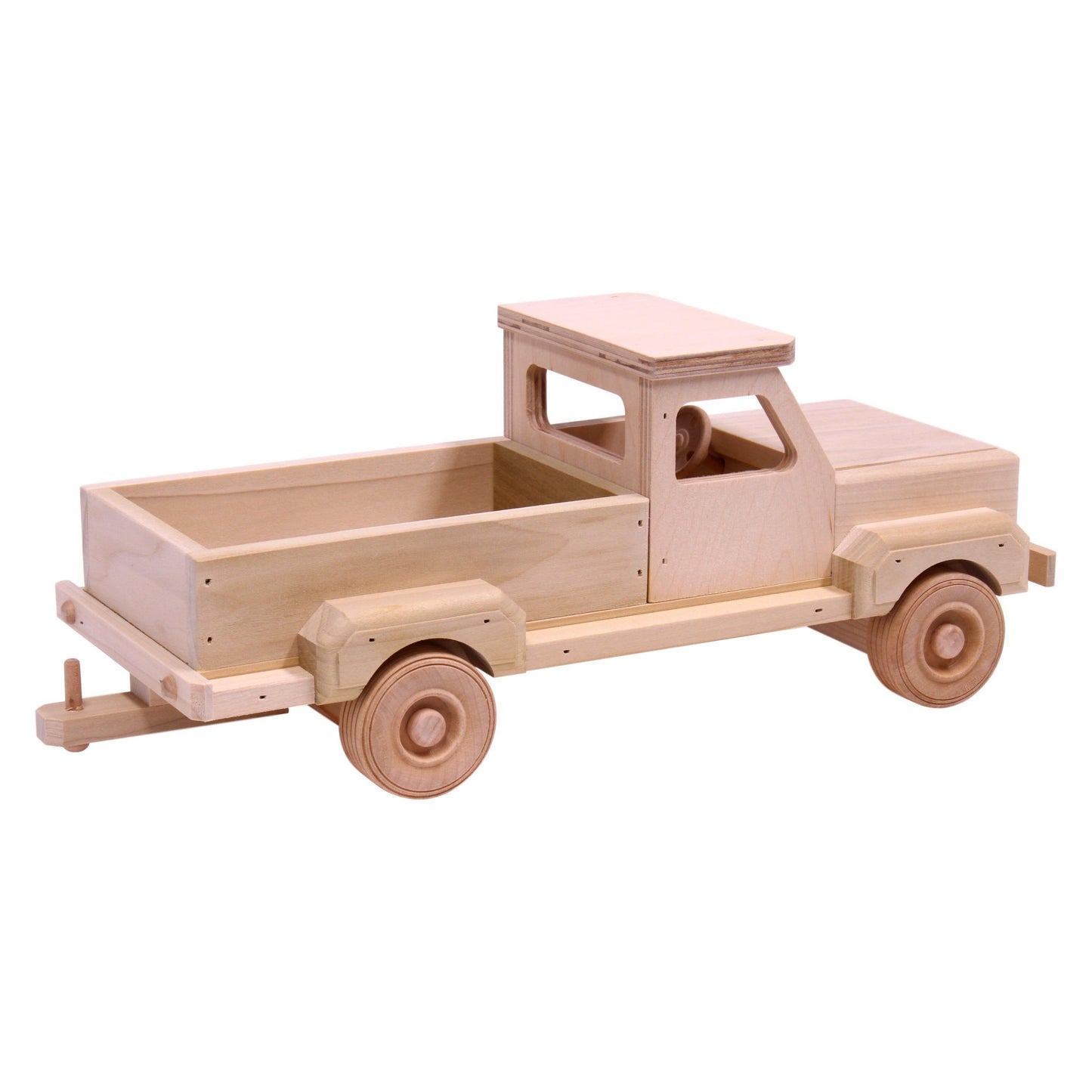 Amish-Made Wooden Pickup Truck Toy, Unfinished Wood