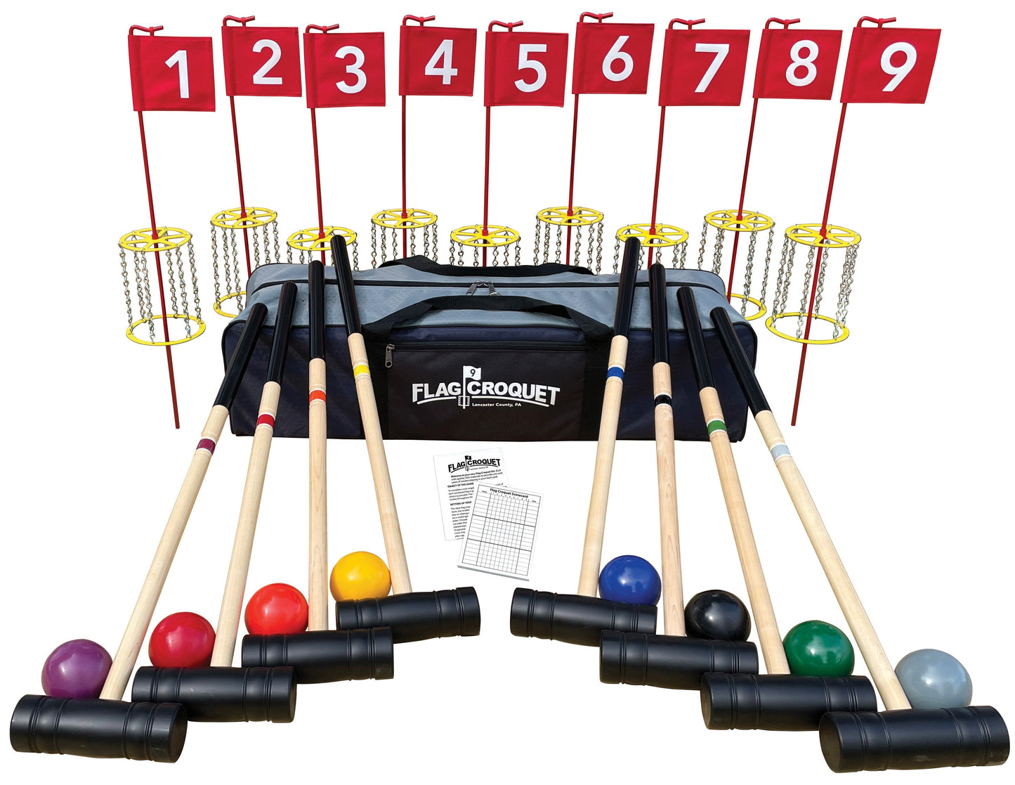 Amish-Made Deluxe Flag Croquet Golf Game Set, With Duffel Carry Bag