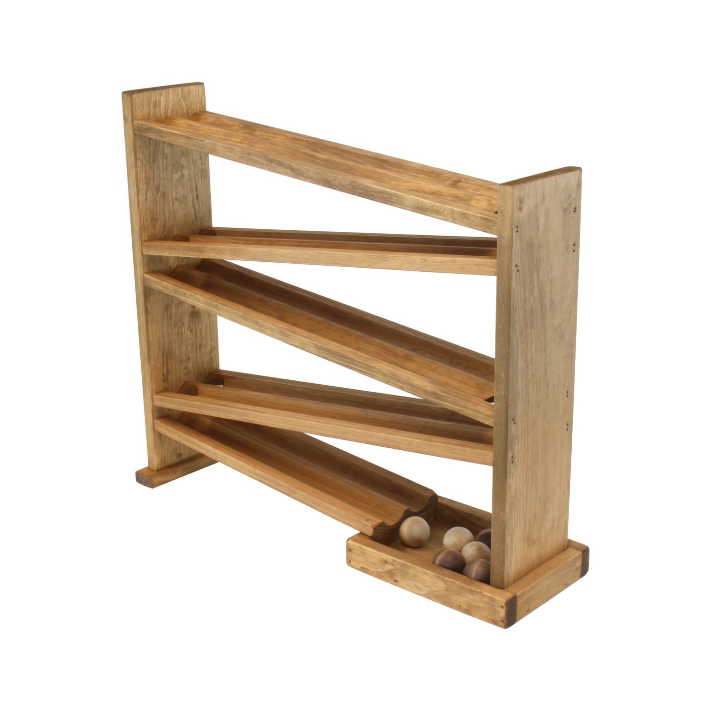 Wooden Ball Roller Racetrack Toy, Amish-Made, with 8 Wooden Balls