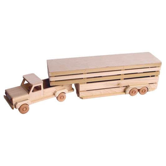 Amish-Made Wooden Toy Pickup and Gooseneck Trailer Set