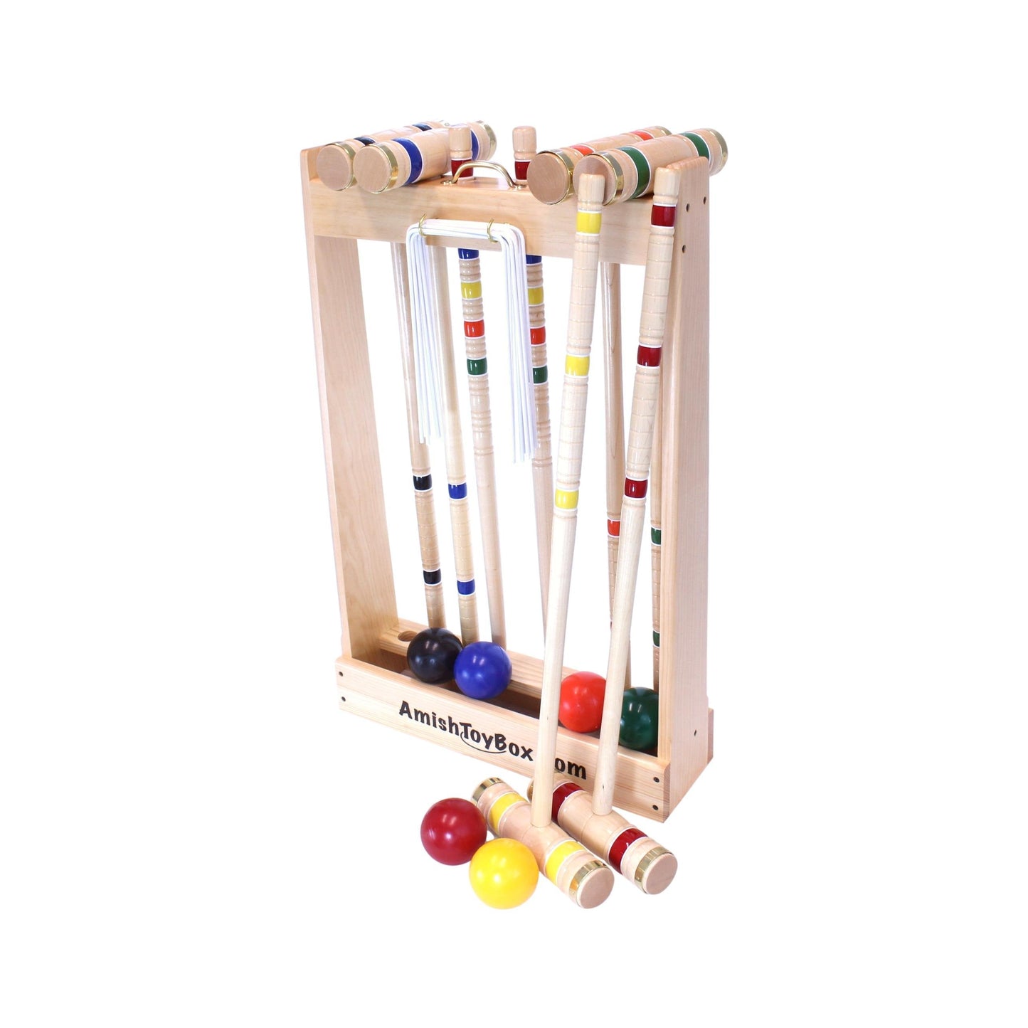 Deluxe Croquet Game Set, 6 Player, Amish-Made, With Wooden Holder