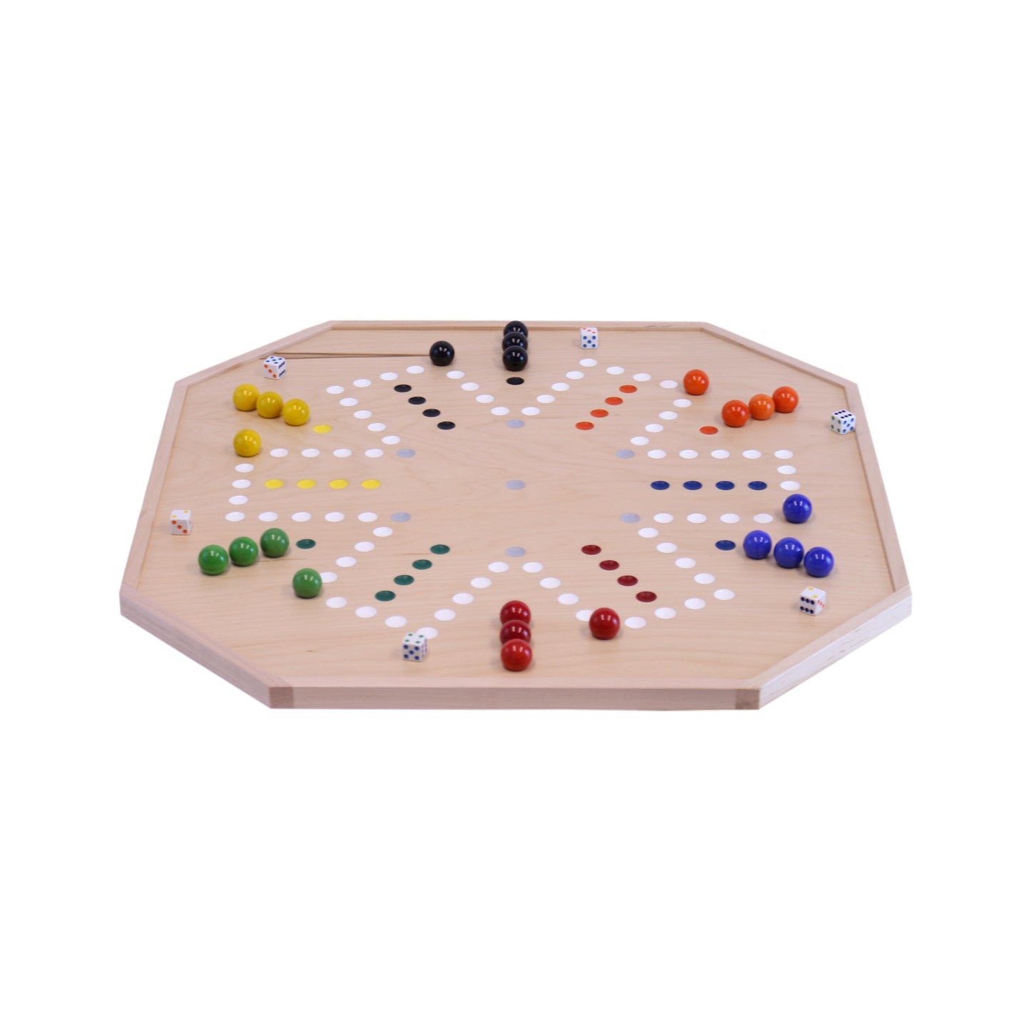 Aggravation and Chinese Checkers Combo Game Board Set - 25" Wide - Maple Wood - with Large 1" Marbles and Dice Included