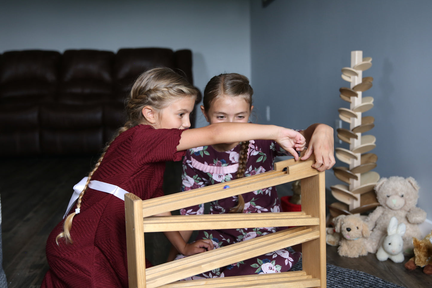 Wooden Marble Roller Racetrack Toy - Child-Safe Finish