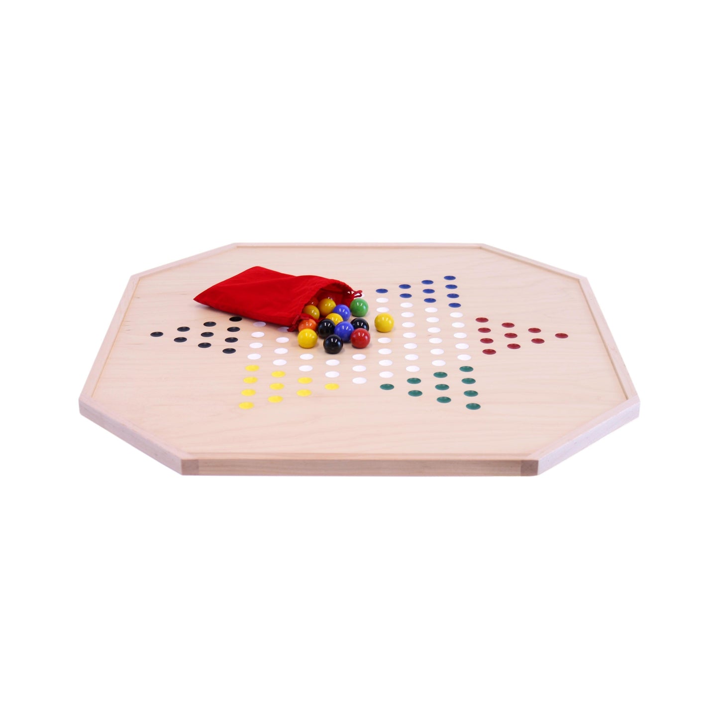 Aggravation and Chinese Checkers Combo Game Board Set - 25" Wide - Maple Wood - with Large 1" Marbles and Dice Included