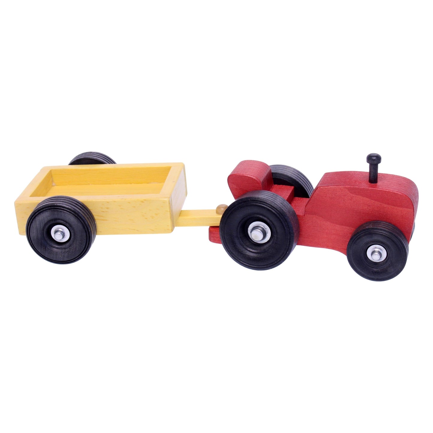 Amish-Made Wooden Tractor and Wagon Toy, Small