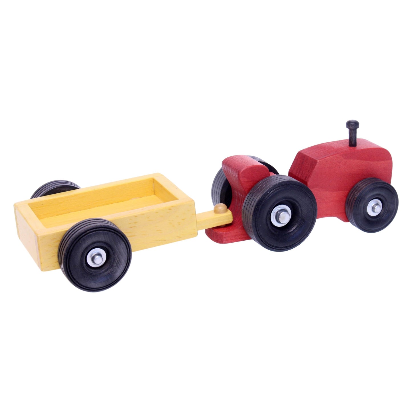 Amish-Made Wooden Tractor and Wagon Toy, Small