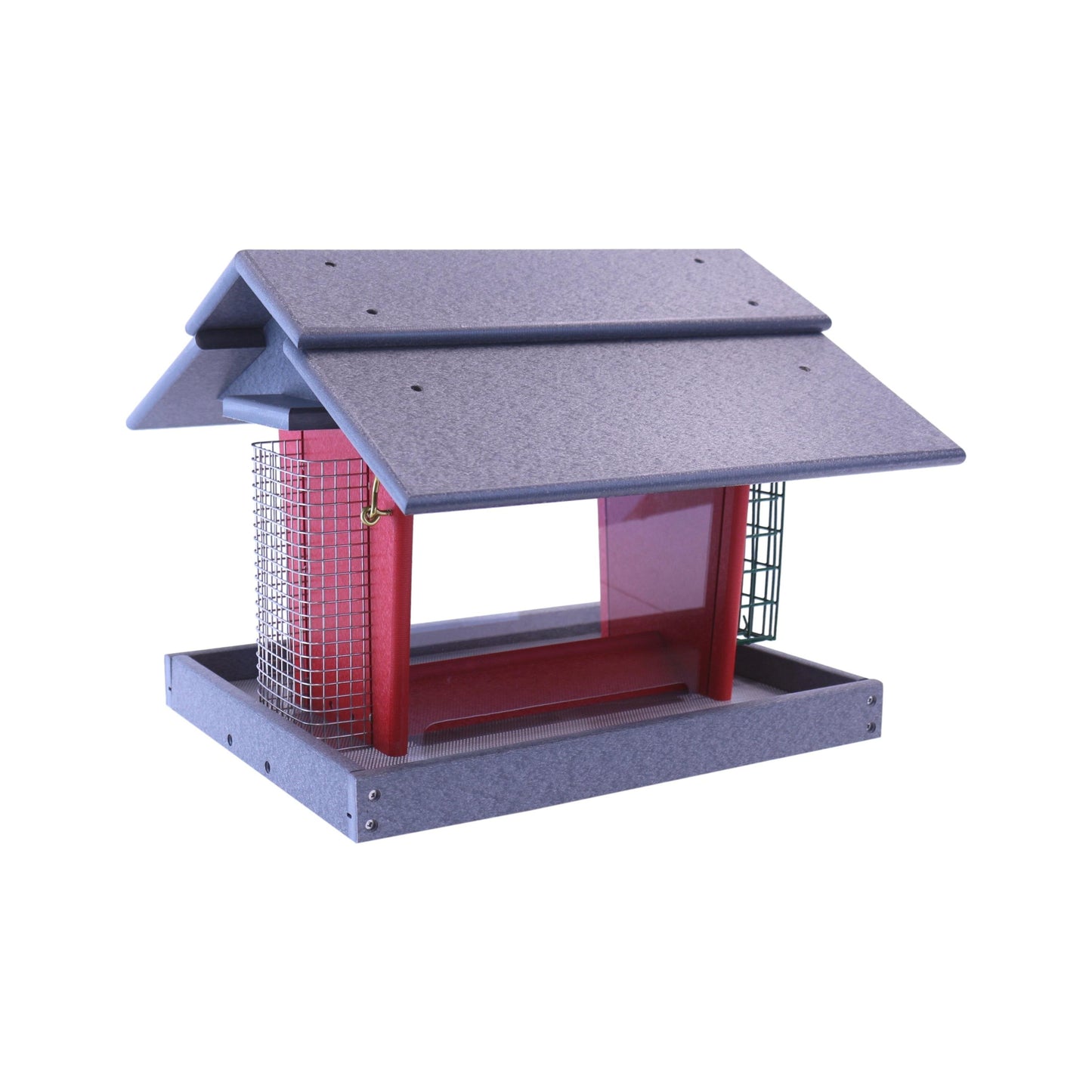 Classic Bird Feeder with Suet Holder and Peanut Feeder, Eco-Friendly Poly Lumber, Post-Mount