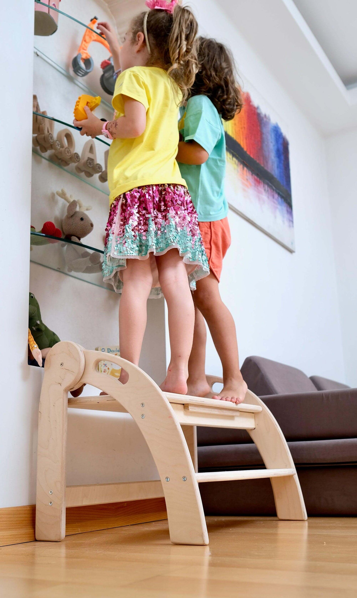 Twins Montessori Kitchen Stool - Wooden Step Stool for Kids