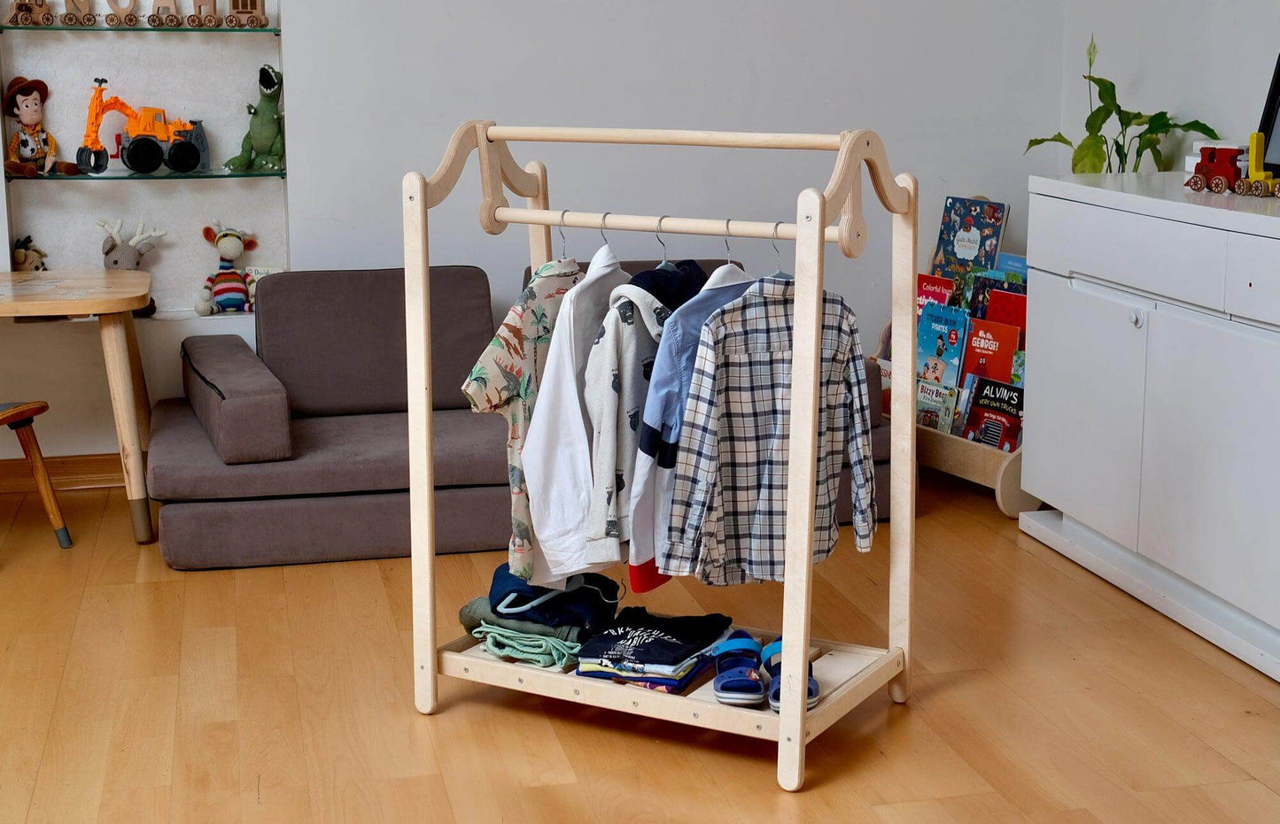 Montessori Wooden Kids Clothing Rack