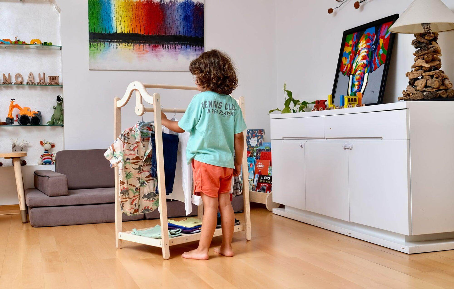 Montessori Wooden Kids Clothing Rack