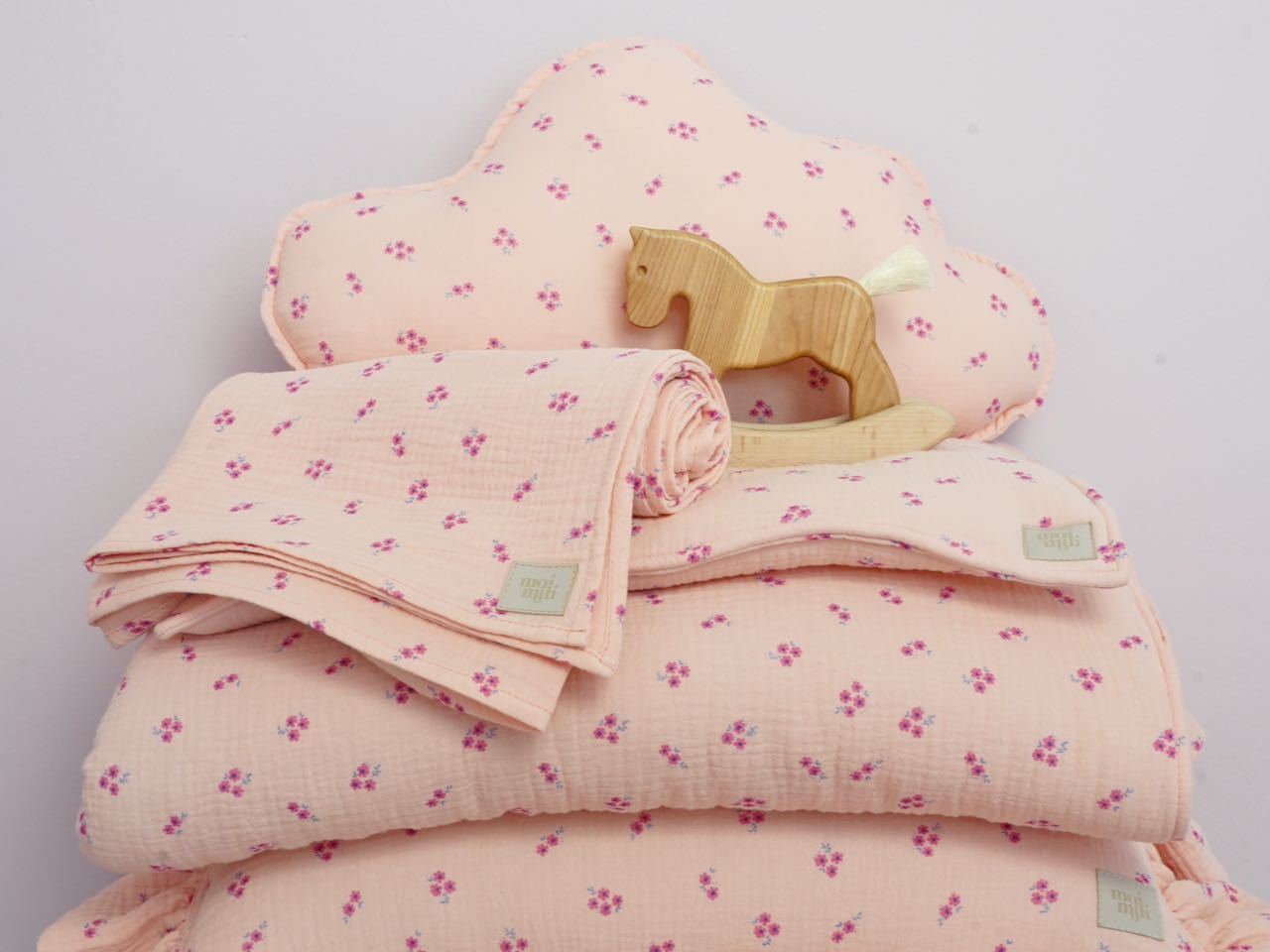 Muslin "Pink forget-me-not" Baby Swaddle Blanket