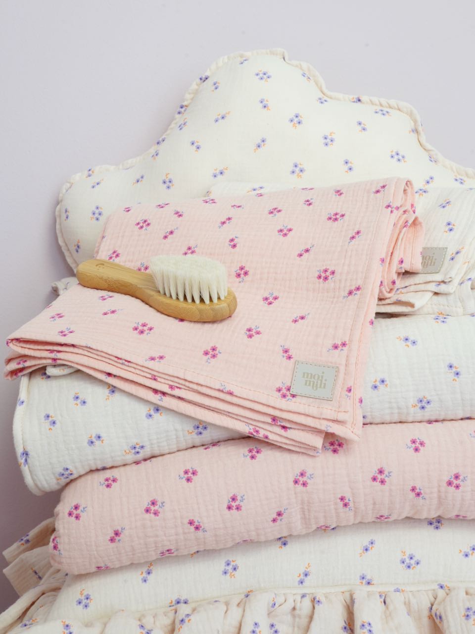 Muslin "Pink forget-me-not" Baby Swaddle Blanket