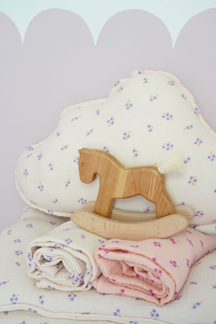 Muslin "Pink forget-me-not" Baby Swaddle Blanket