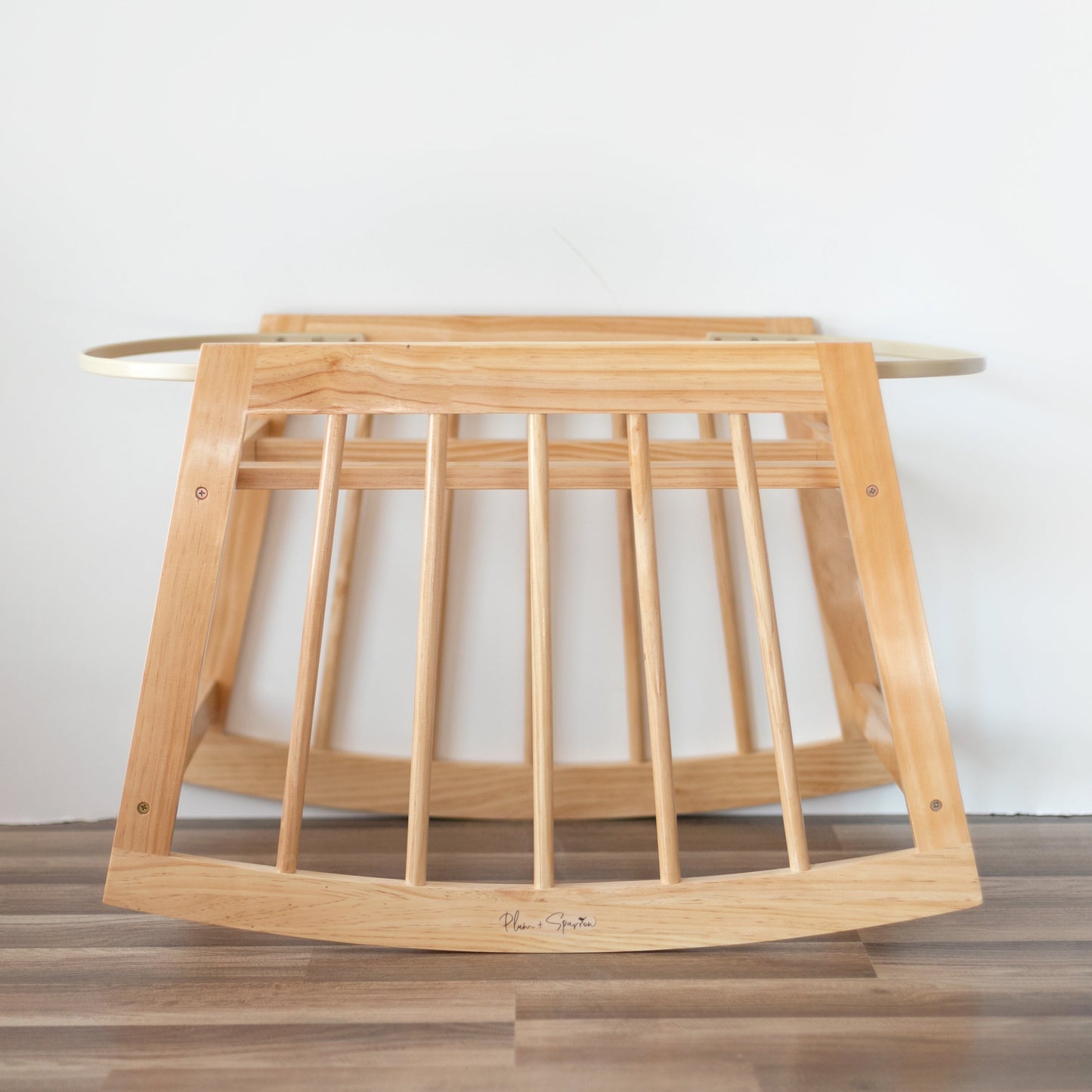 Modern Rocking Moses Bassinet Stand with brake Natural