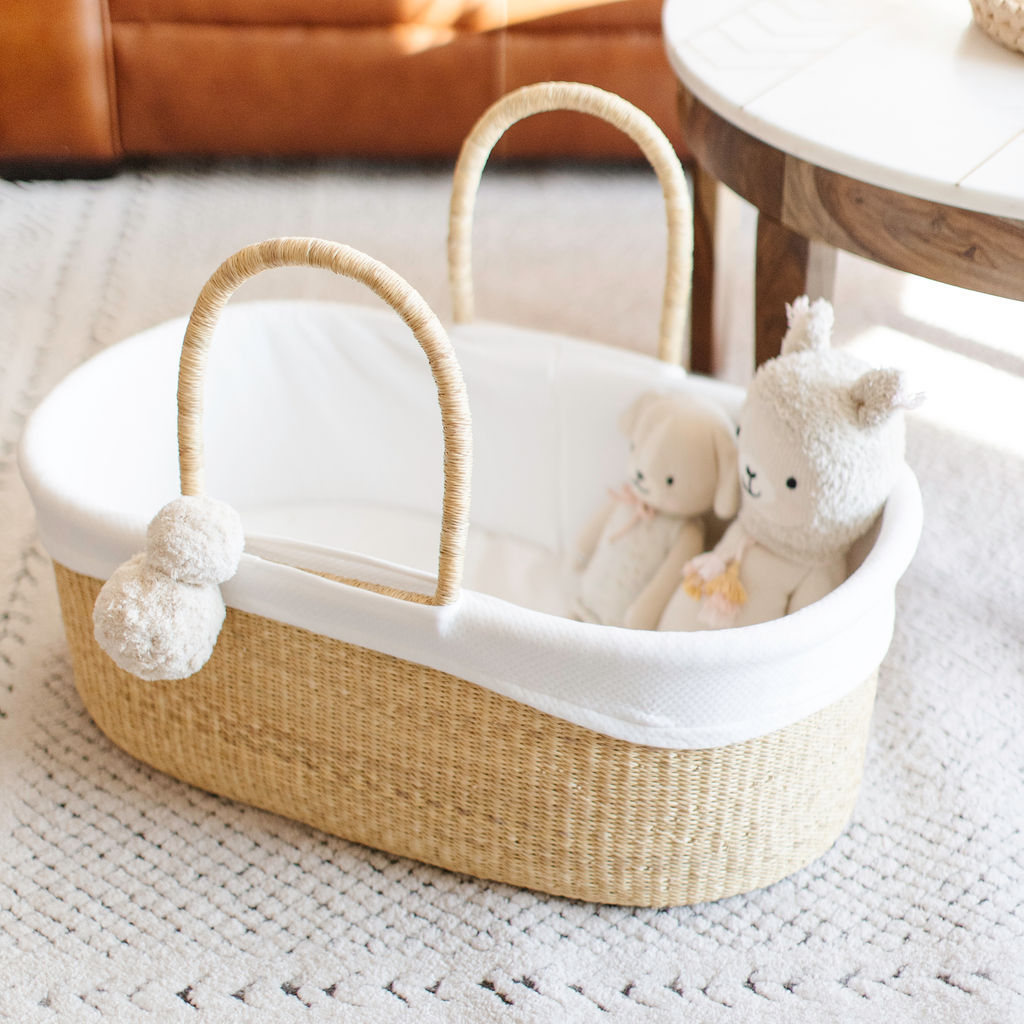 Natural African Moses Basket No Hood Vegan Handle