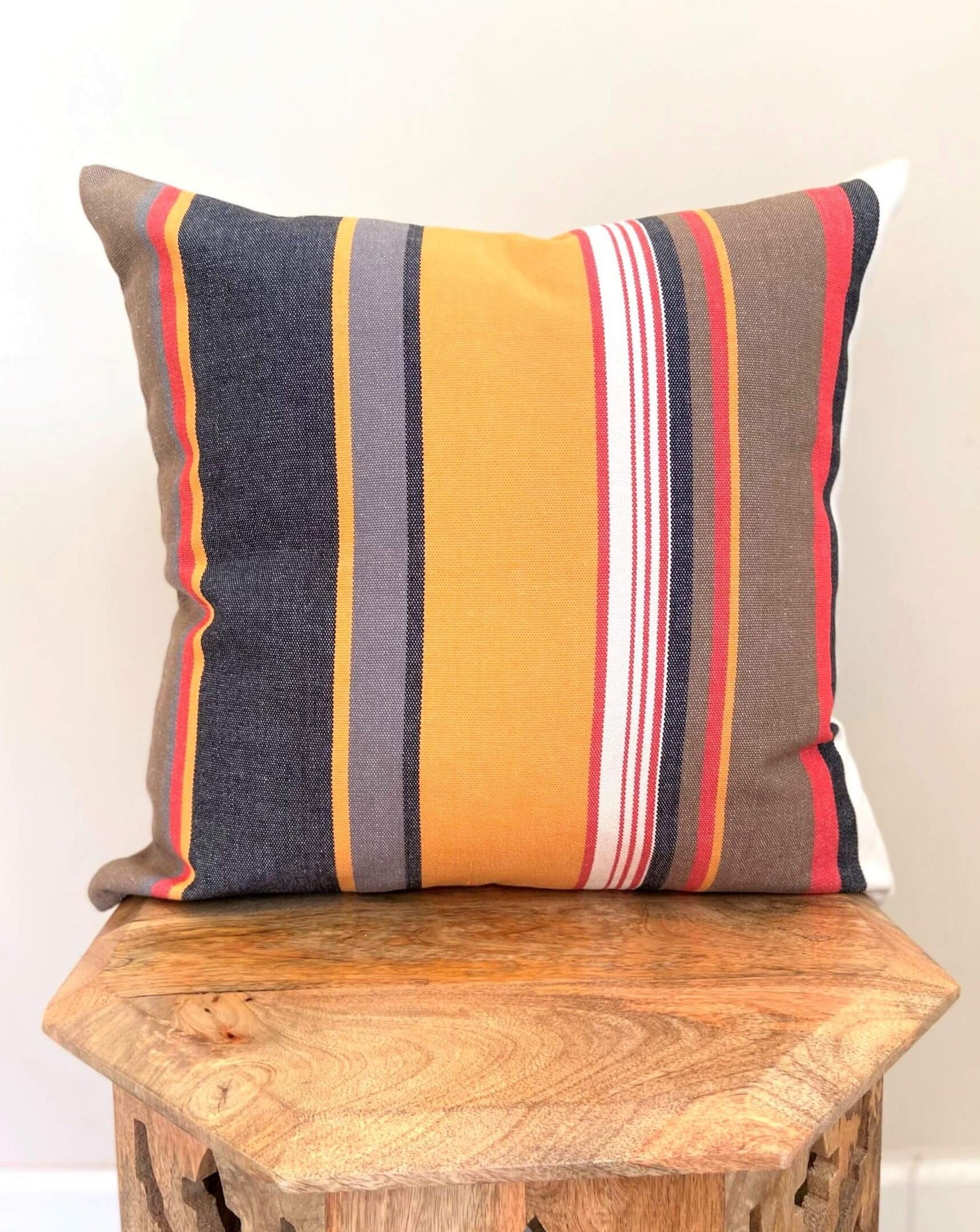 Orange Black Red Striped Throw Pillow | MARIGOLD