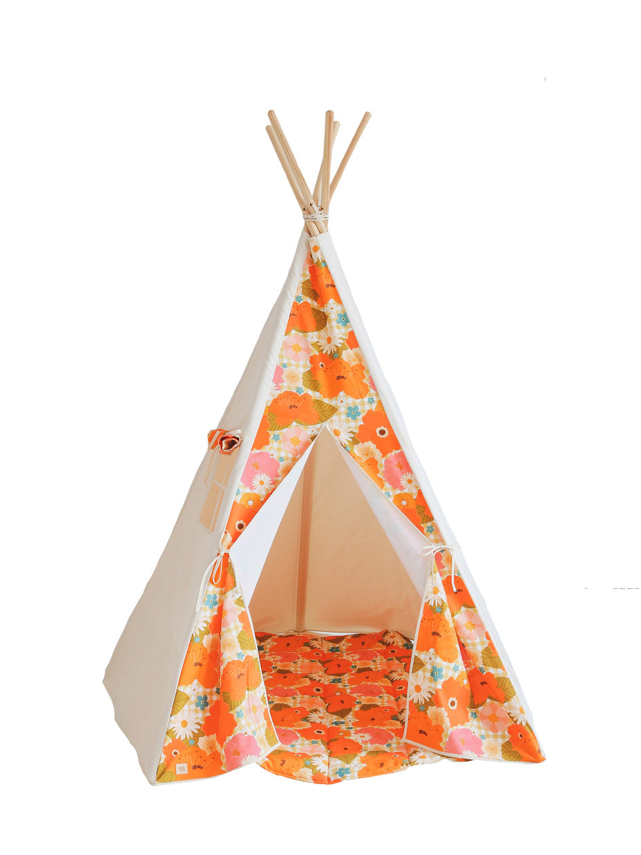 Picnic with Flowers Teepee Tent and Mat Set