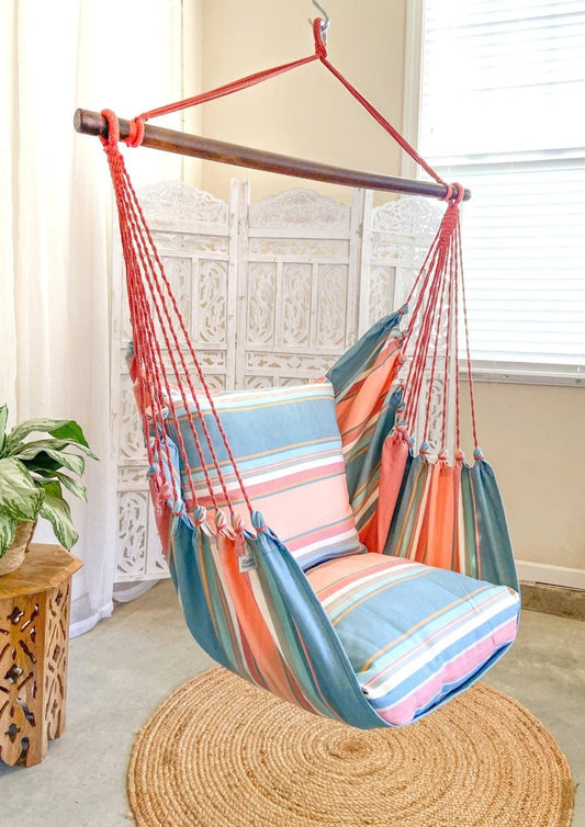 Colorful Pink & Light Blue Hammock Chair Swing | PASTEL