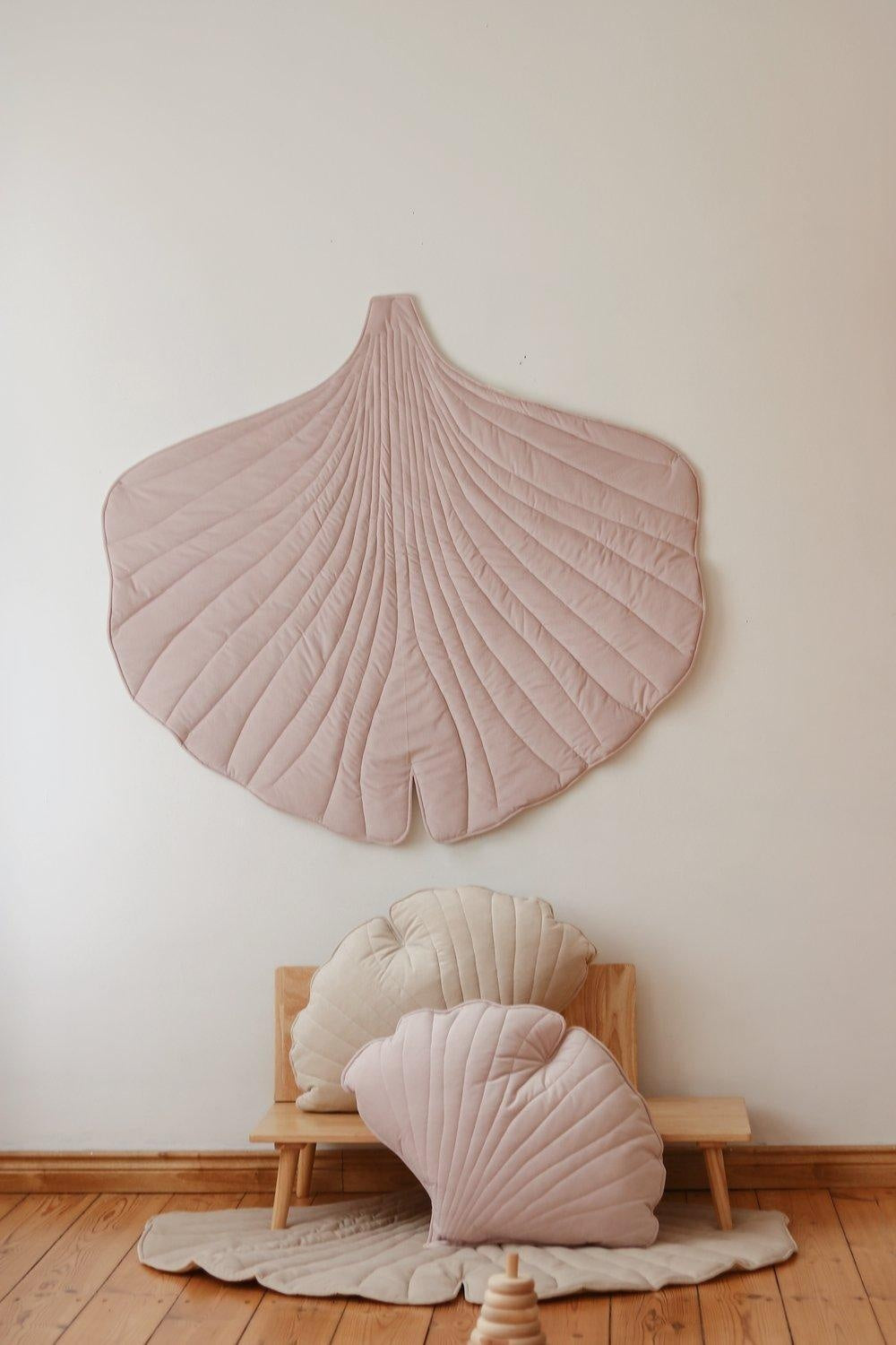 Velvet Powder Pink Ginkgo Leaf Pillow