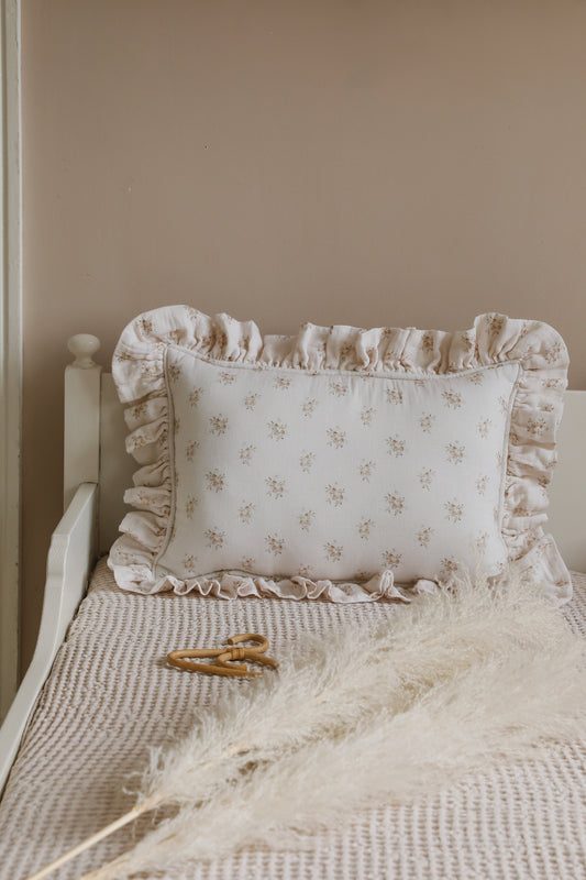"Boho Flowers" Muslin Pillow with Frill
