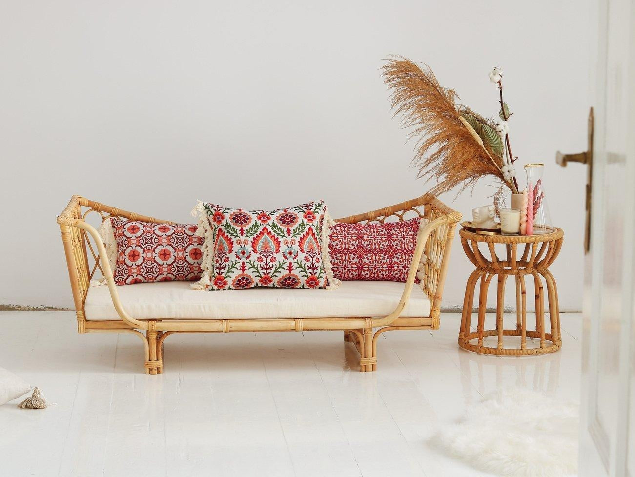 Scarlet Iris in Cancaya Pillow with Fringe