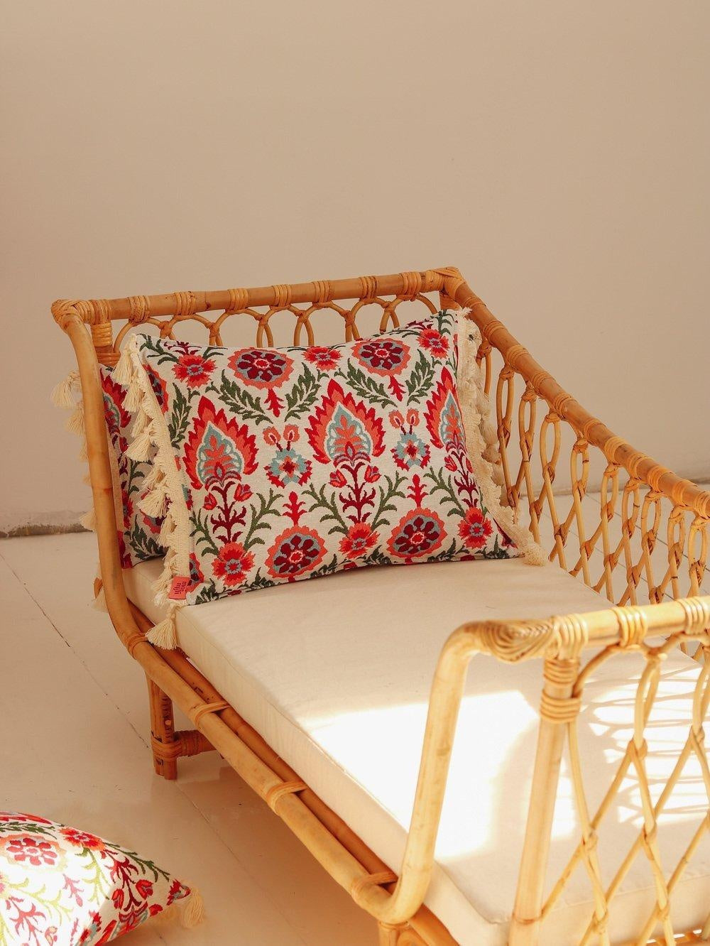 Scarlet Iris in Cancaya Pillow with Fringe