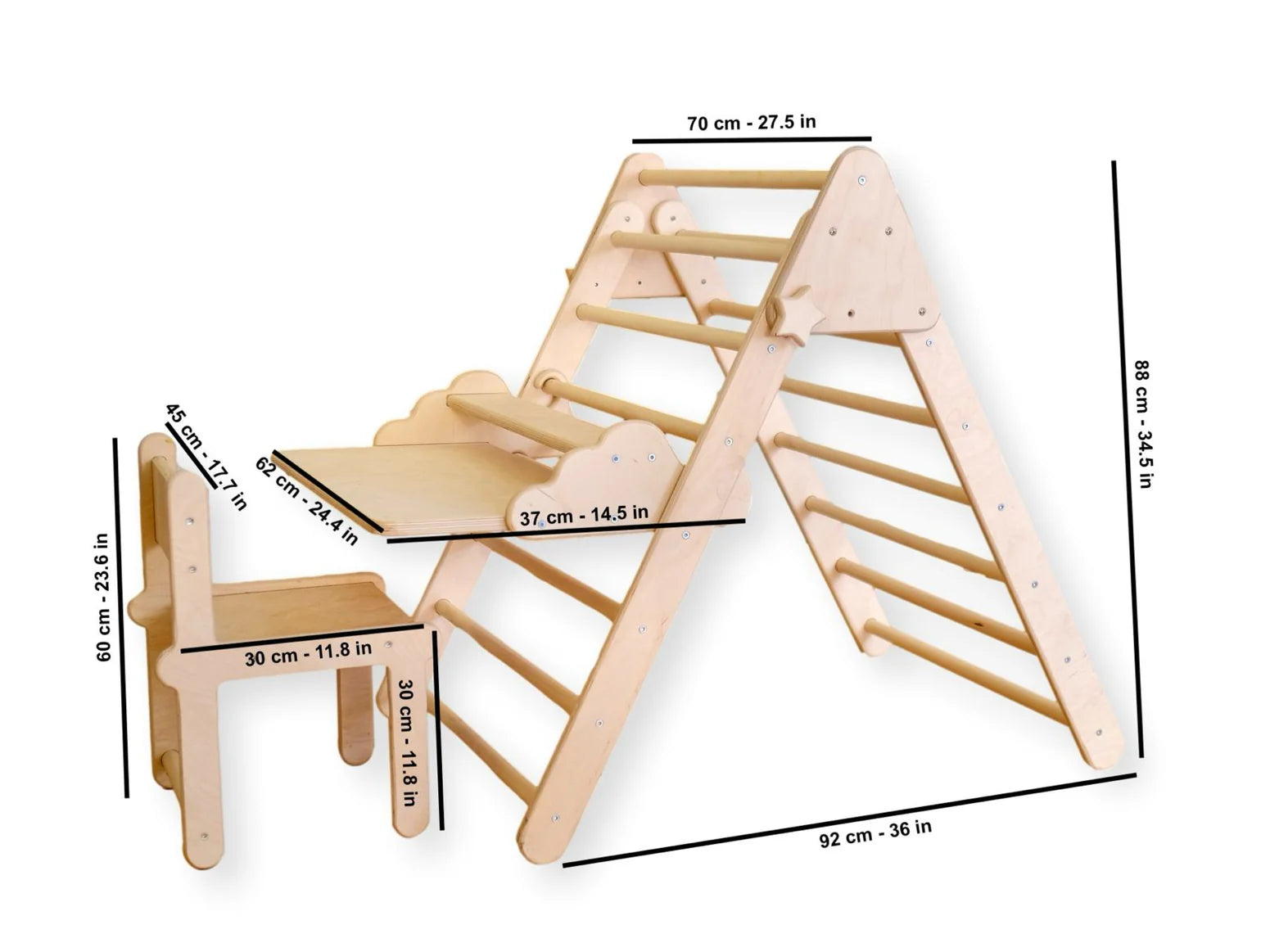 Foldable Montessori Climbing Triangle Set with Portable Table and Chair - Oliver Ruffus