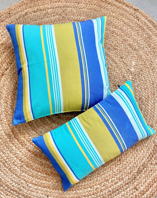 Ocean Blue Green Striped Throw Pillow | OCEAN