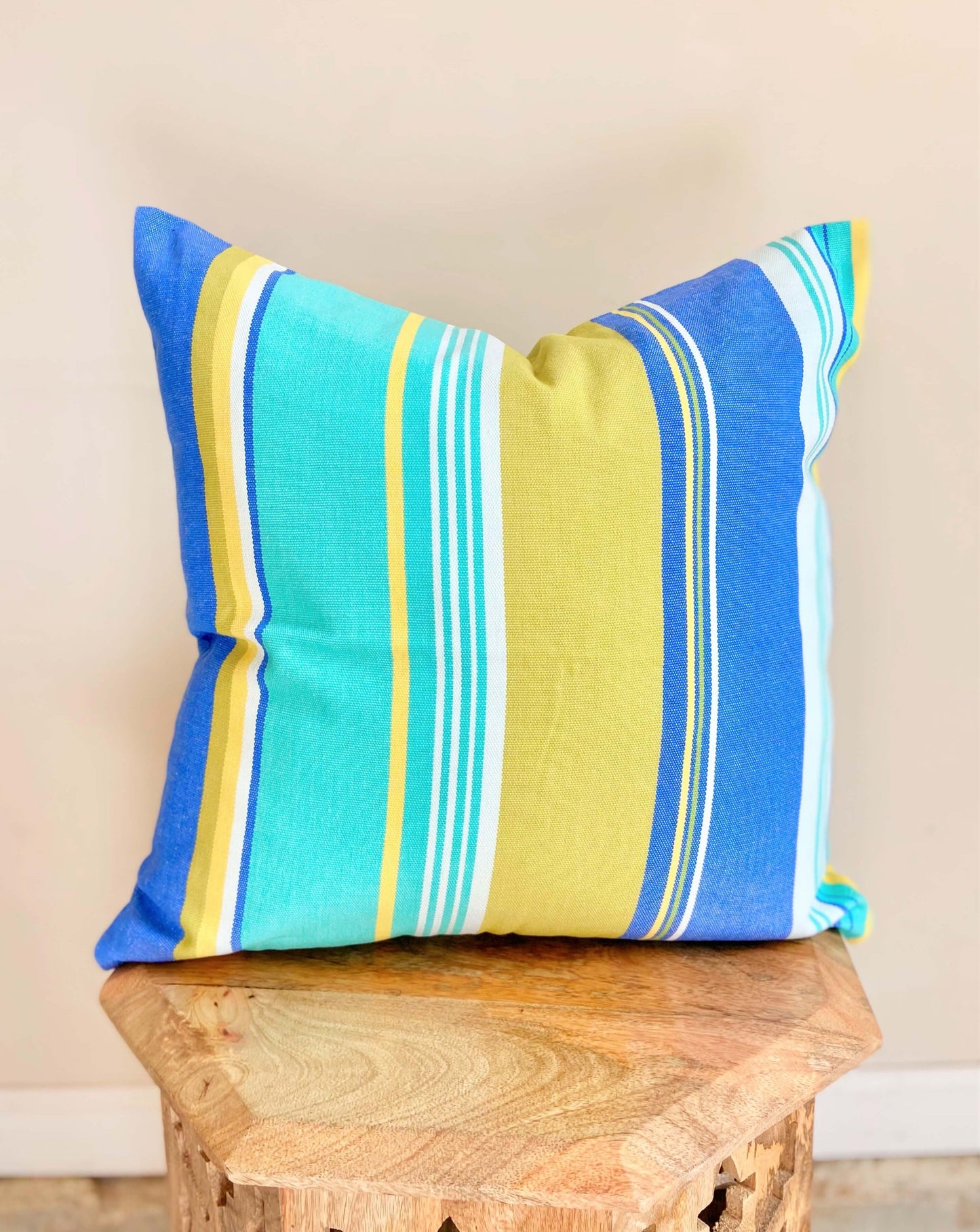 Ocean Blue Green Striped Throw Pillow | OCEAN