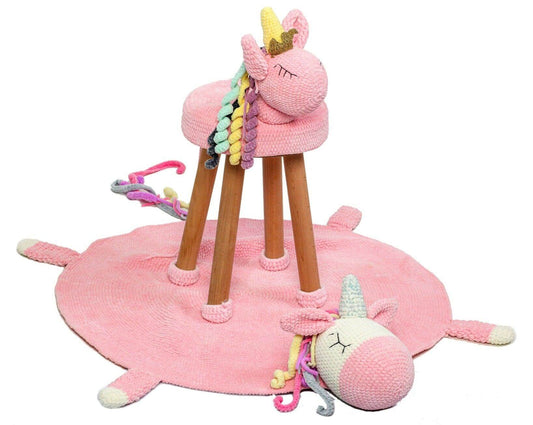 Unicorn Rug And Stool Set