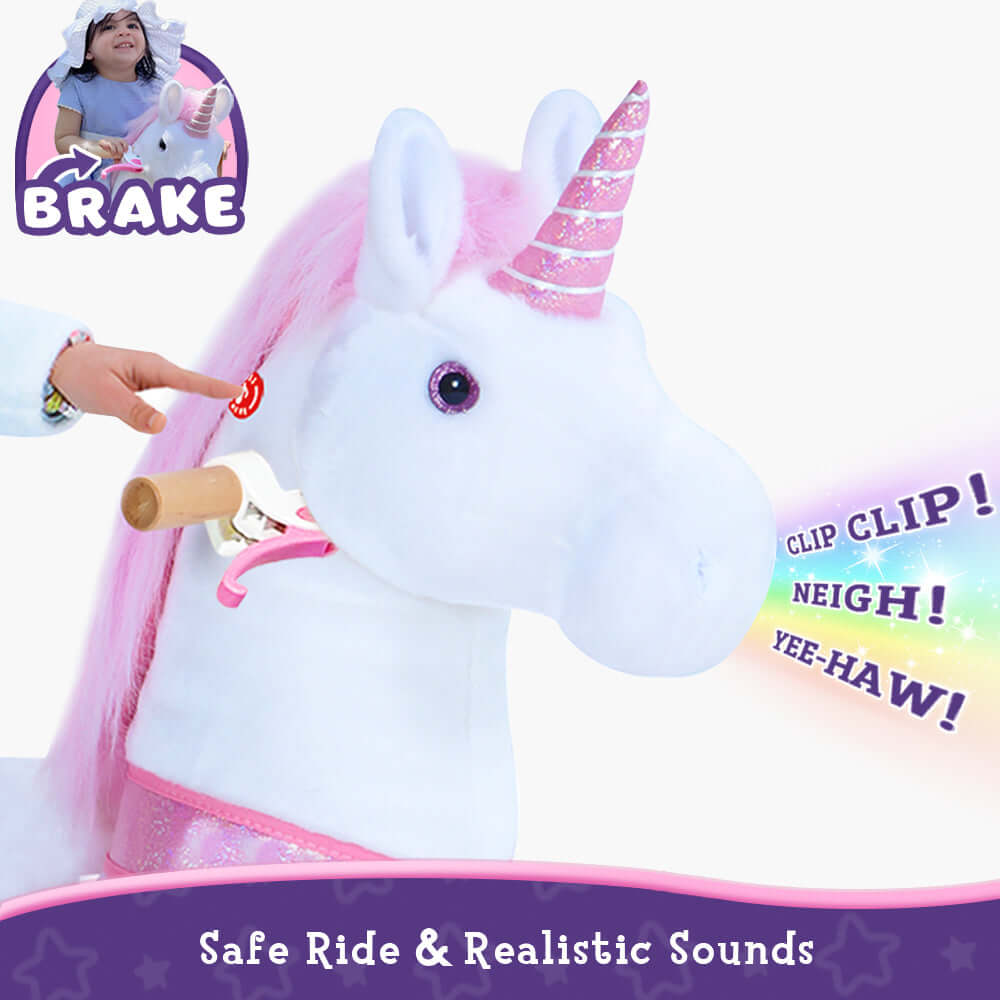 Model U Ride-On Plush Unicorn Age 4-8 Pink