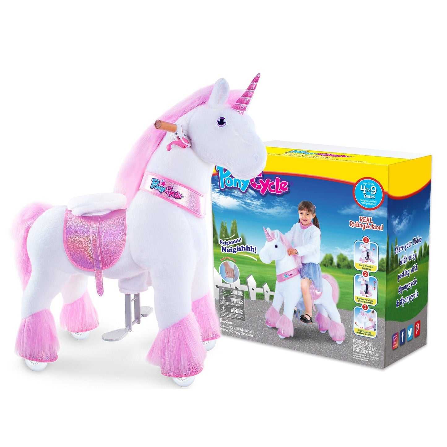 Model U Ride-On Plush Unicorn Age 4-8 Pink