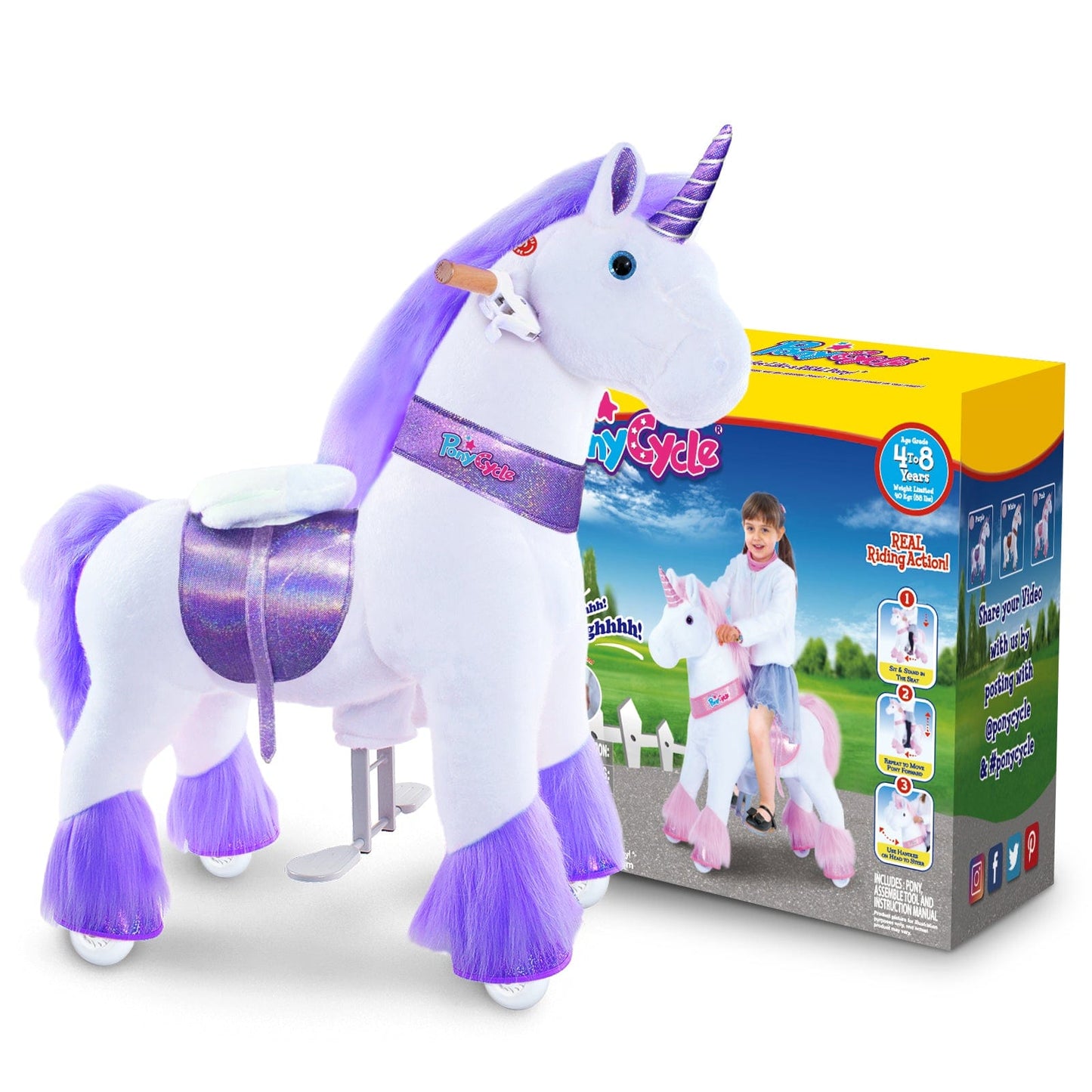 Model U Ride-On Plush Unicorn Age 4-8 Purple