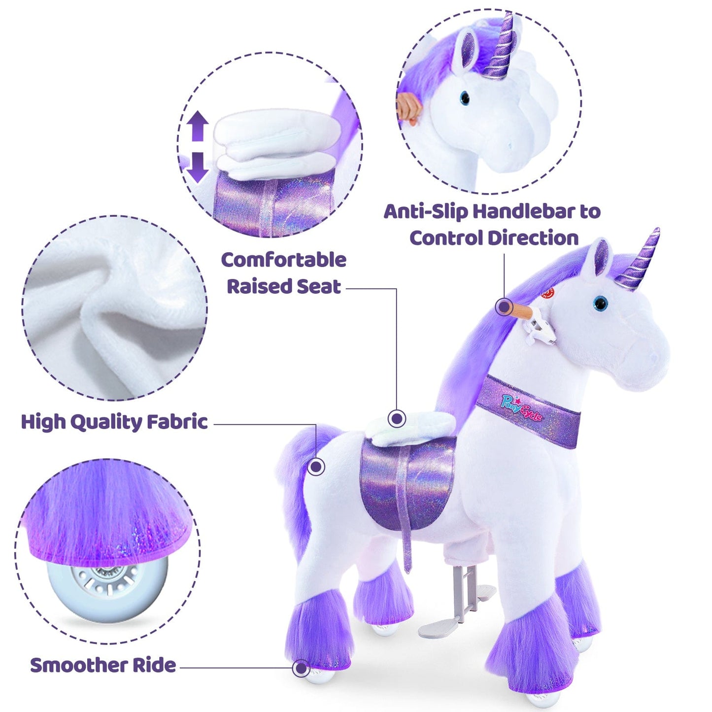 Model U Ride-On Plush Unicorn Age 4-8 Purple