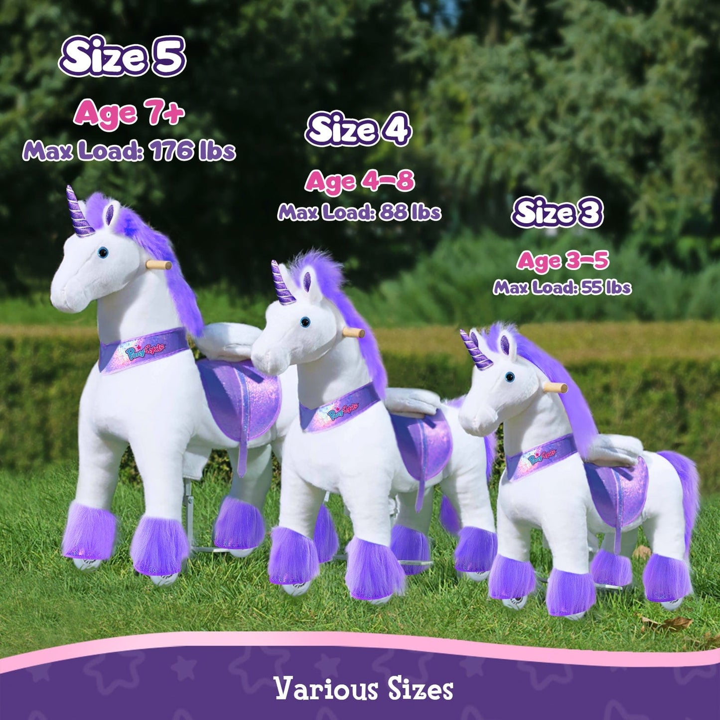 Model U Ride-On Plush Unicorn Age 4-8 Purple