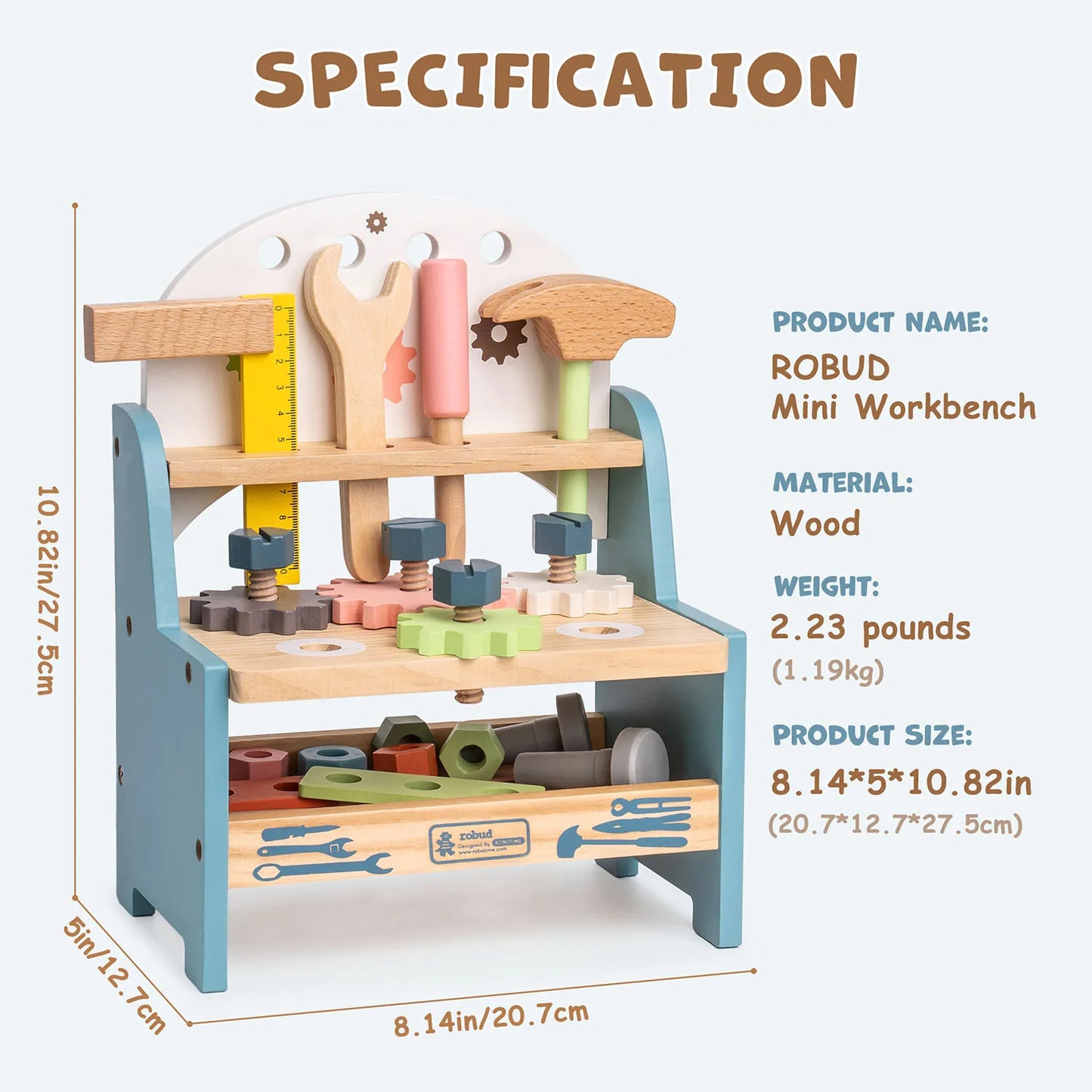 Mini Wooden Play Tool Workbench - Oliver Ruffus